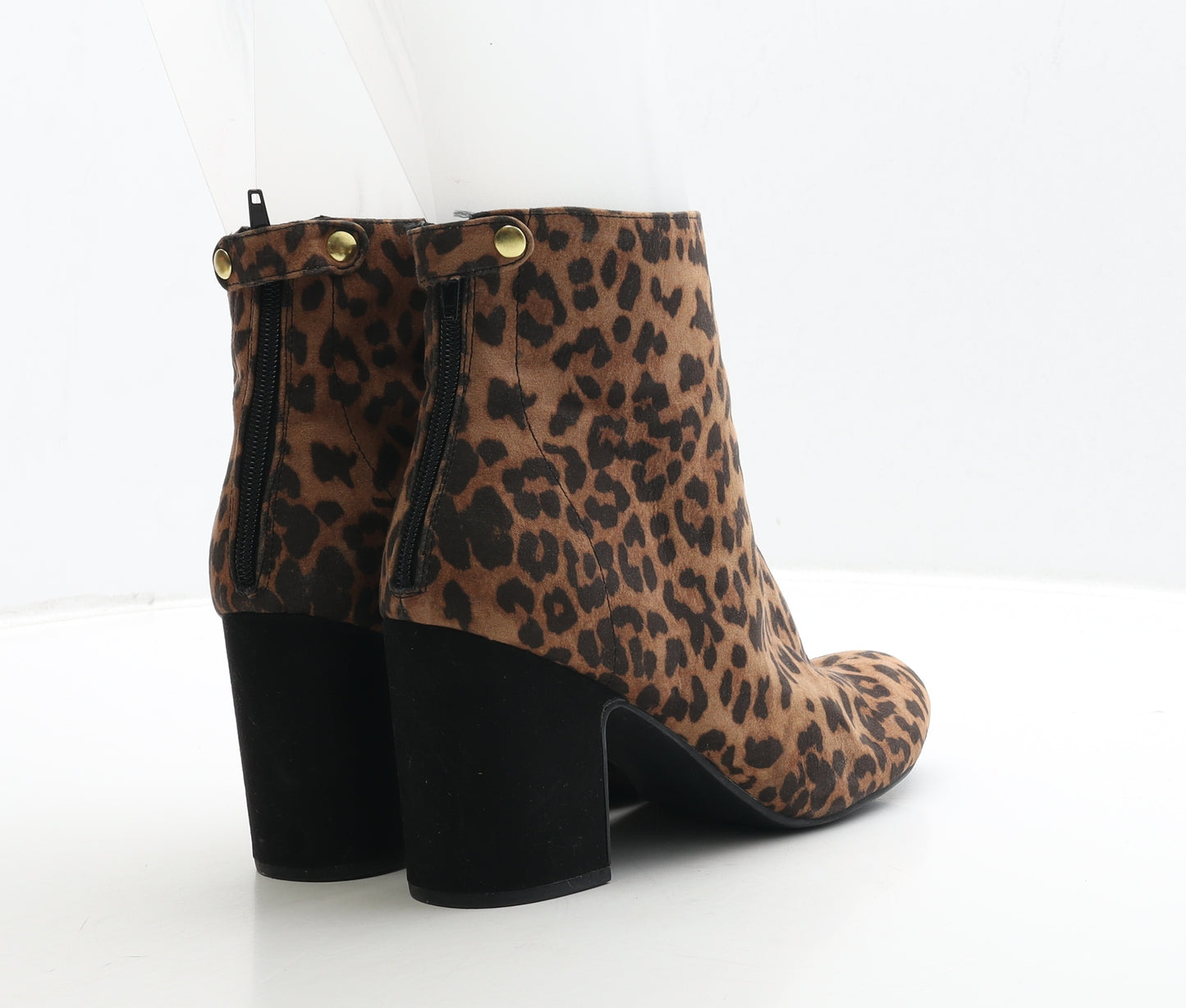 New Look Womens Brown Animal Print Leather Bootie Boot UK 8 41 - Leopard Print