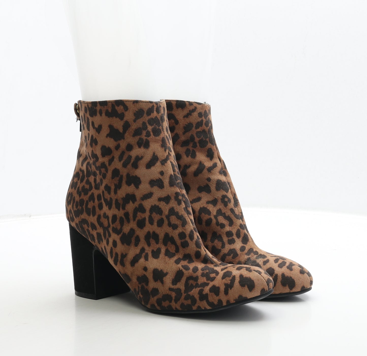 New Look Womens Brown Animal Print Leather Bootie Boot UK 8 41 - Leopard Print