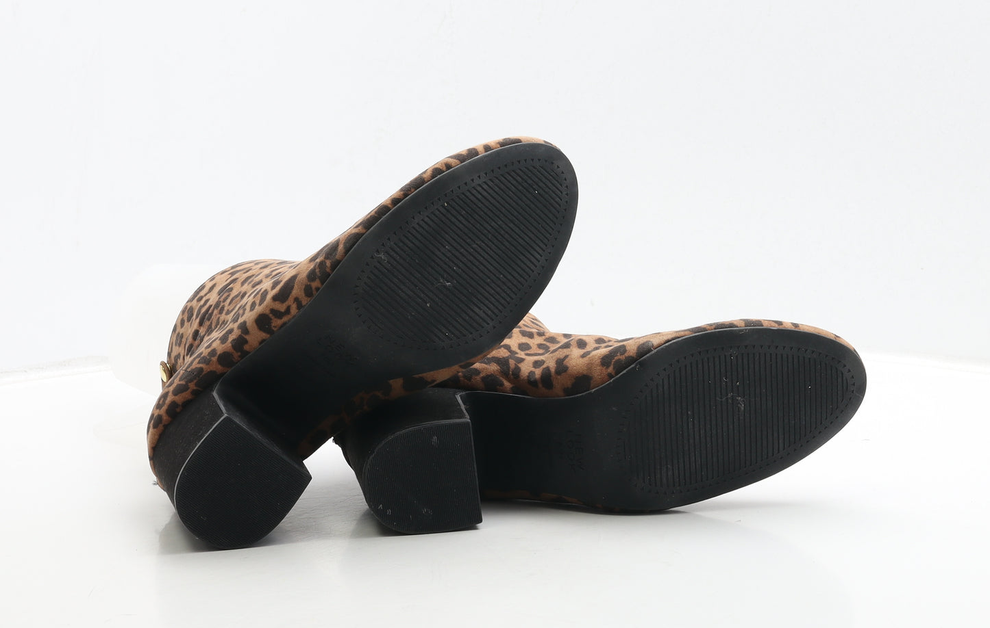 New Look Womens Brown Animal Print Leather Bootie Boot UK 8 41 - Leopard Print