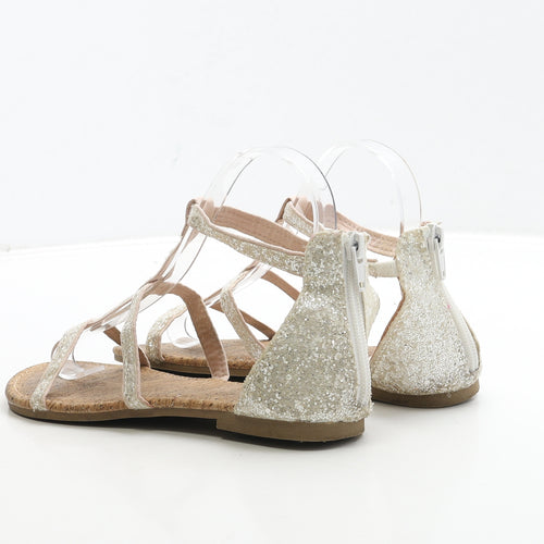 F&F Womens Ivory Leather Flat Sandal UK 4 37
