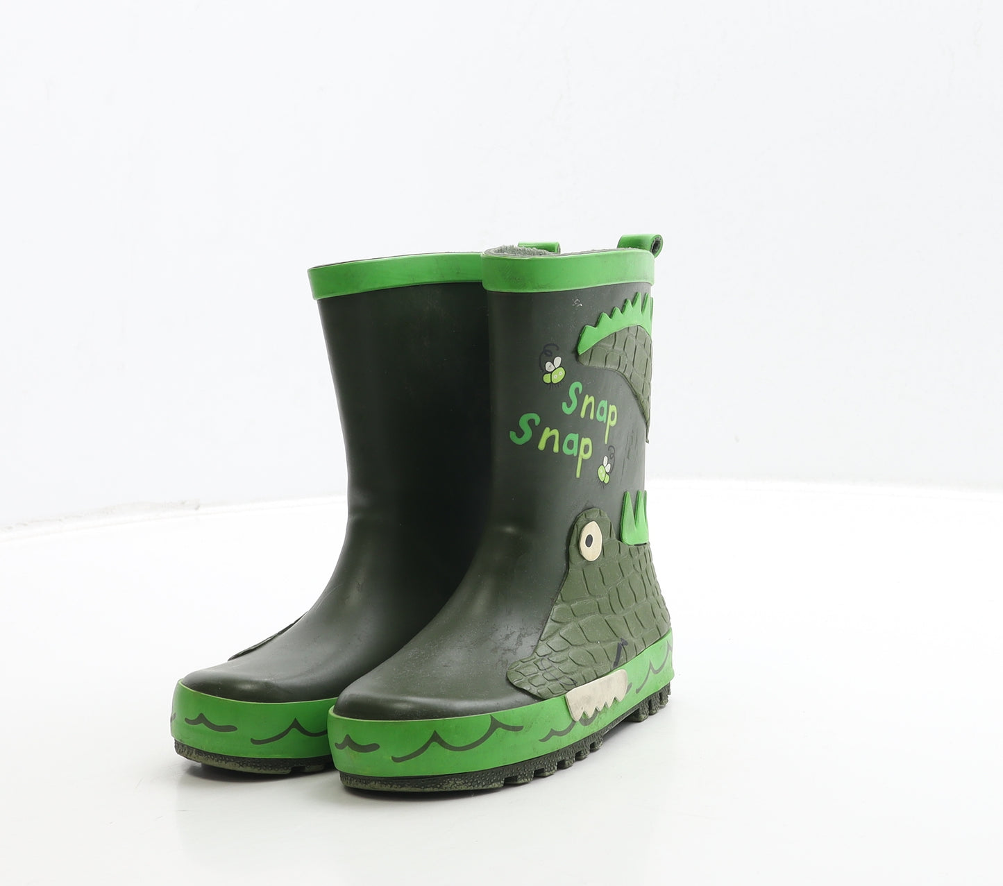 George Boys Green Rubber Wellies Boot UK 8 26 - Crocodile Detail
