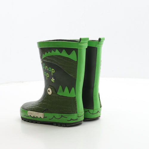 George Boys Green Rubber Wellies Boot UK 8 26 - Crocodile Detail