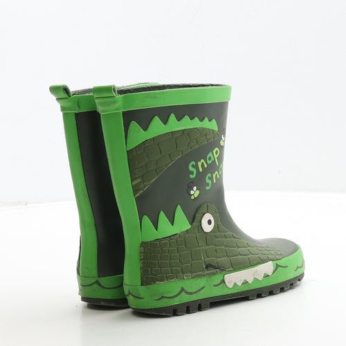 George Boys Green Rubber Wellies Boot UK 8 26 - Crocodile Detail