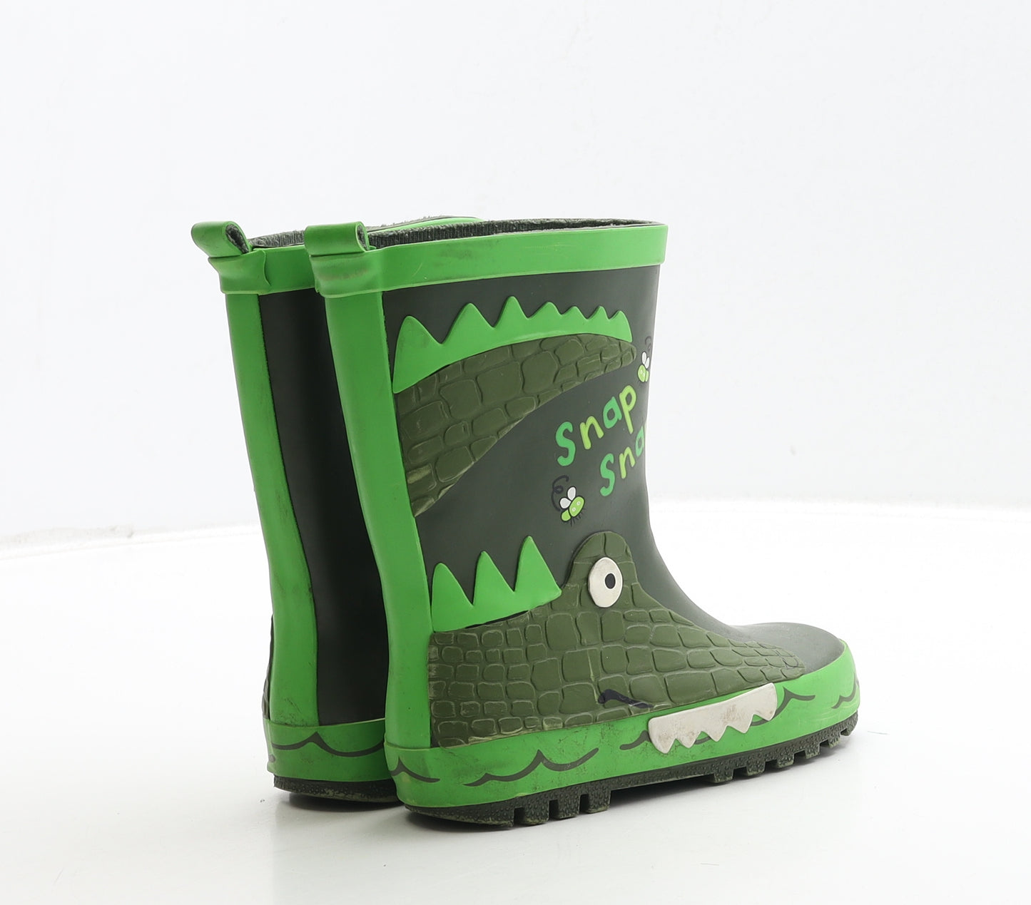 George Boys Green Rubber Wellies Boot UK 8 26 - Crocodile Detail