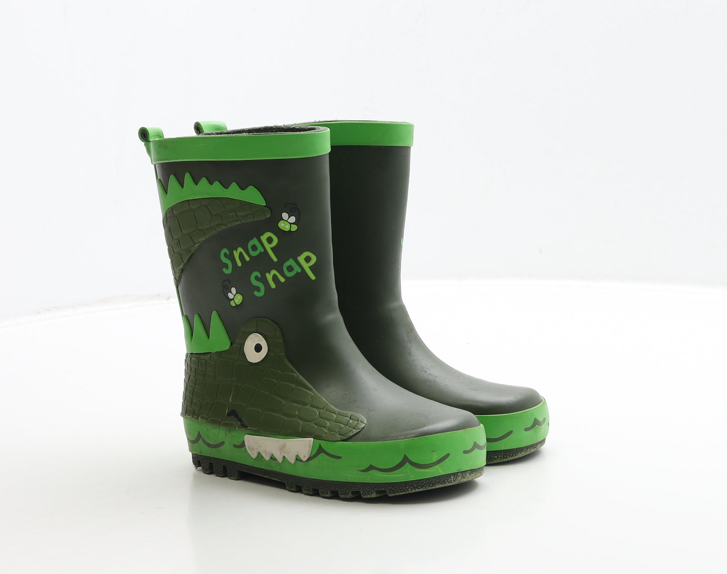 George Boys Green Rubber Wellies Boot UK 8 26 - Crocodile Detail