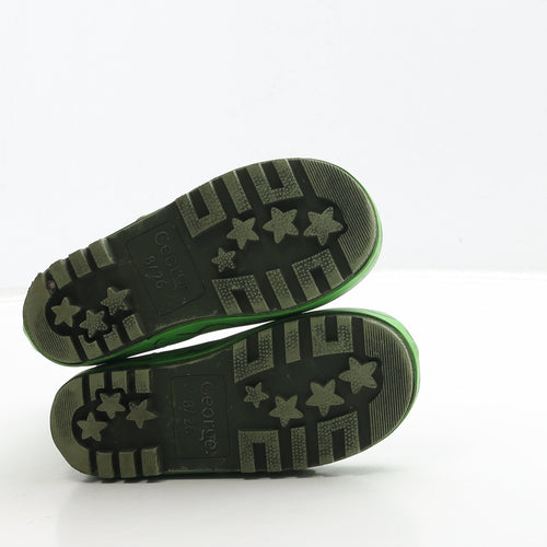 George Boys Green Rubber Wellies Boot UK 8 26 - Crocodile Detail