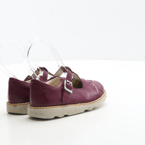 Clarks Girls Purple Leather Mary Jane Casual UK 8.5 26