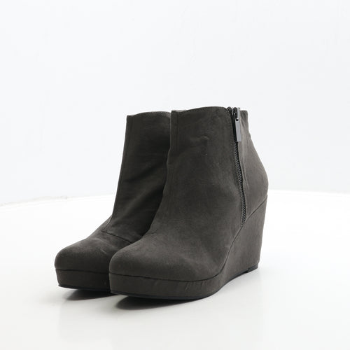 Miss KG Womens Grey Leather Bootie Boot UK 4 37