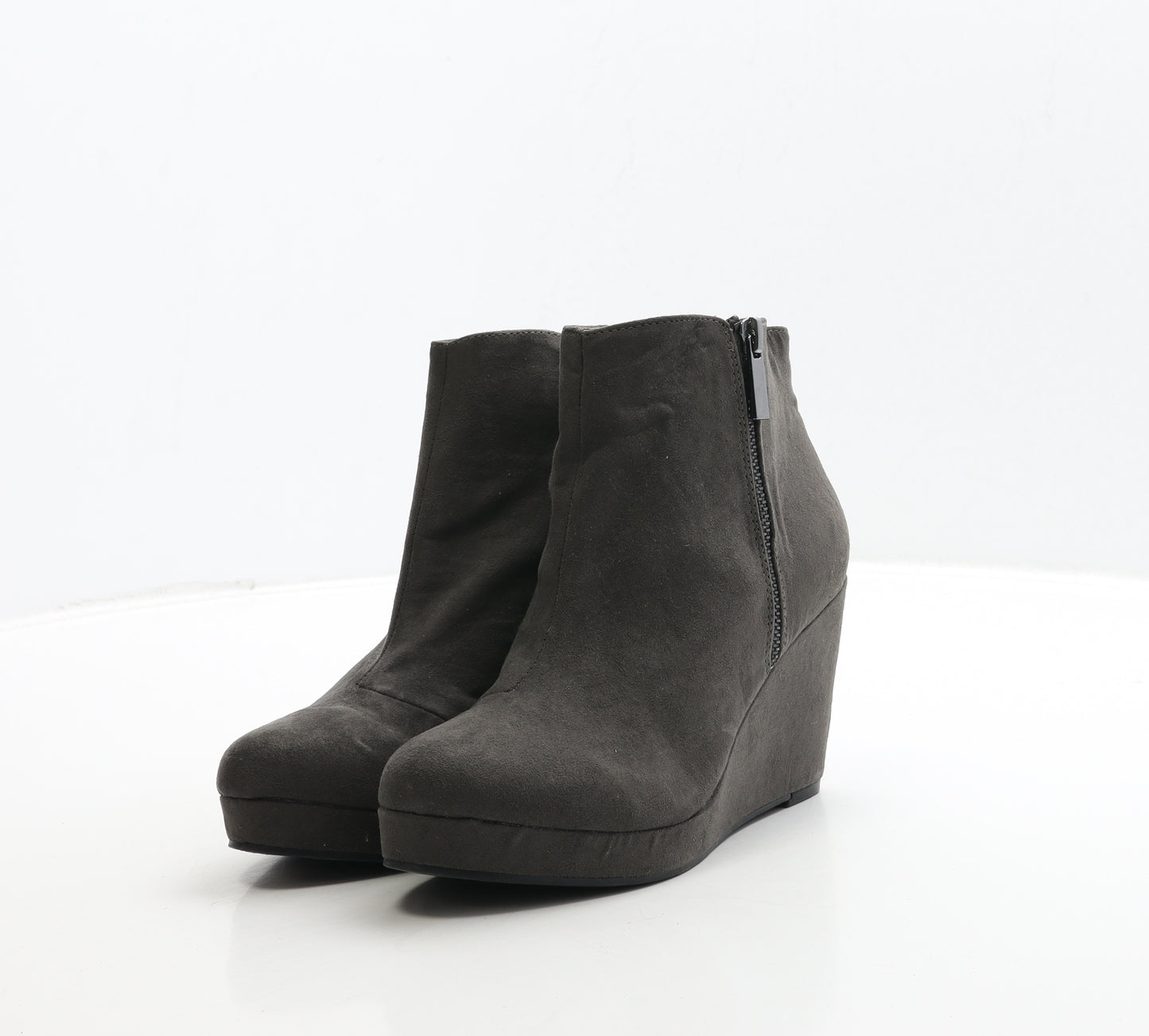 Miss KG Womens Grey Leather Bootie Boot UK 4 37