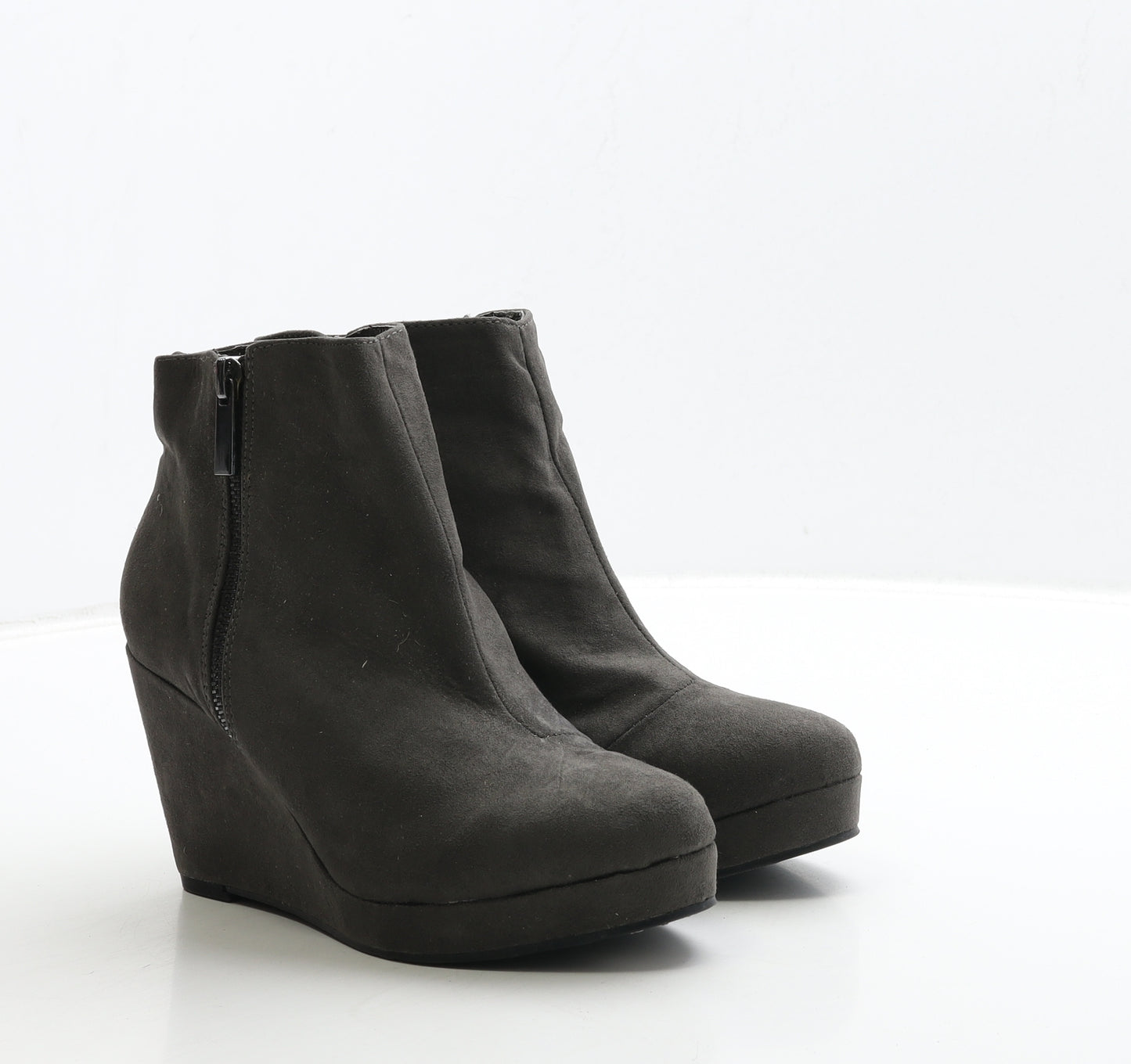 Miss KG Womens Grey Leather Bootie Boot UK 4 37