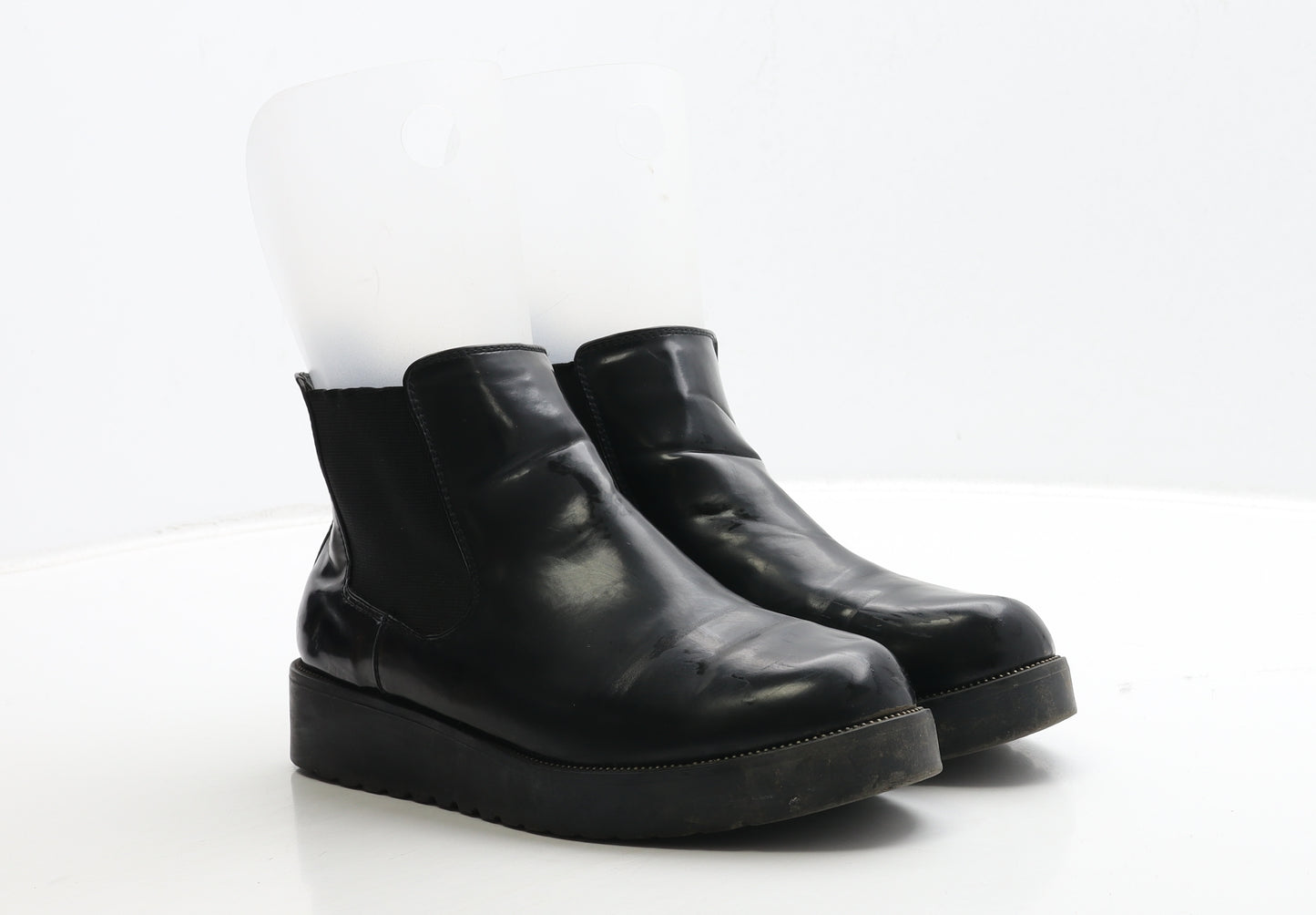 Claudia Ghizzani Womens Black Patent Leather Chelsea Boot UK 5 39