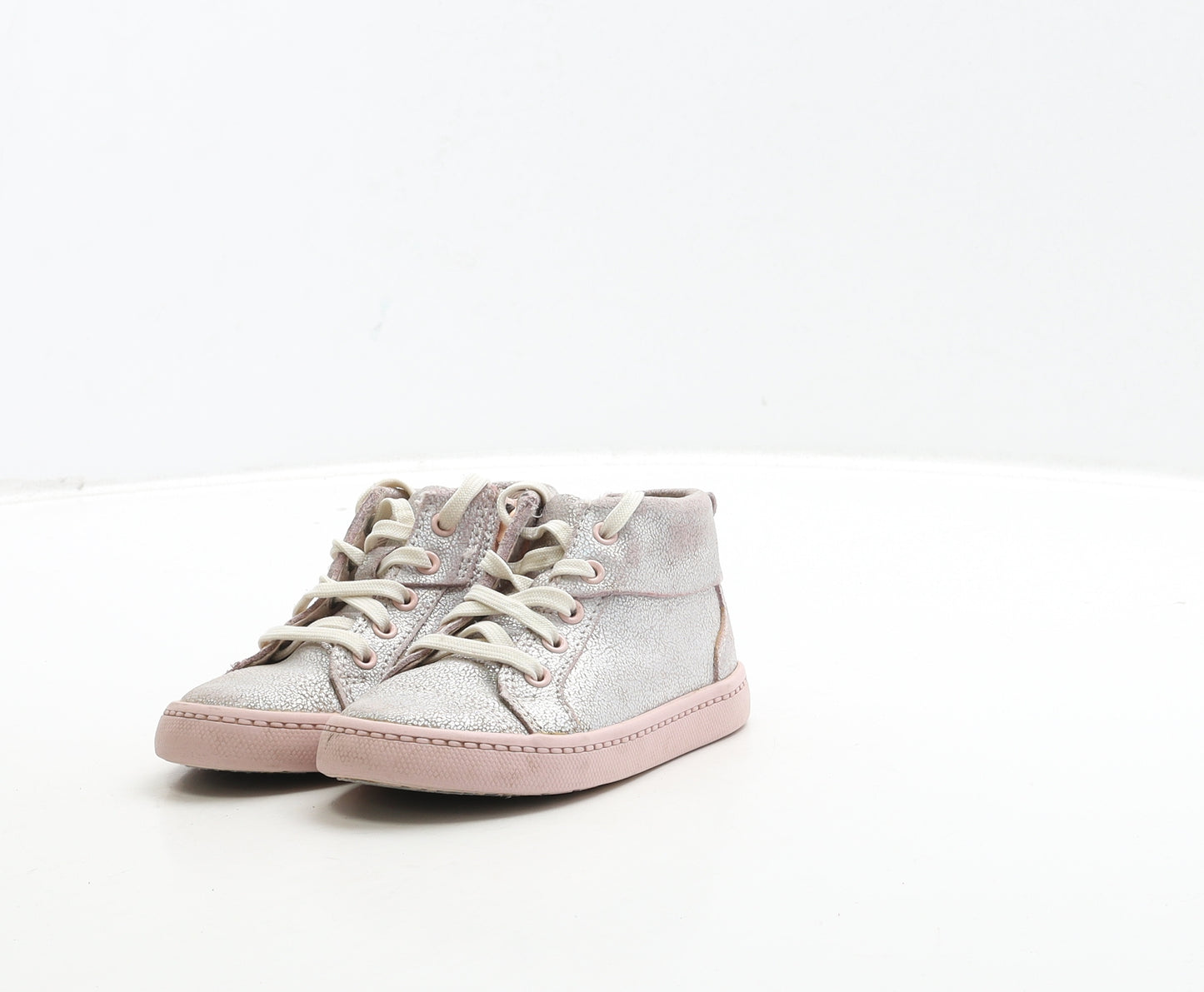 Clarks Girls Pink Leather Trainer UK 6 22 - Metallic