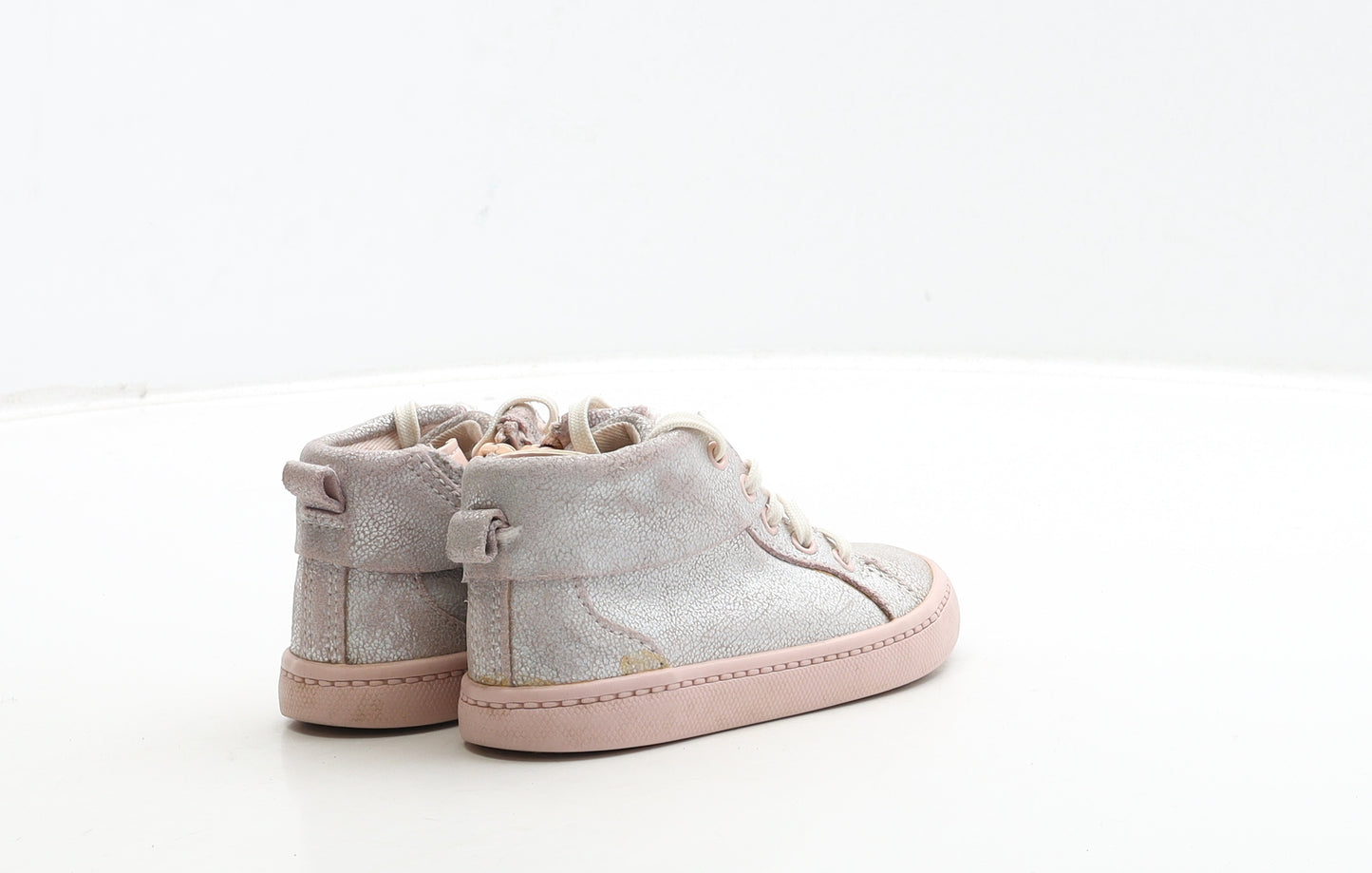 Clarks Girls Pink Leather Trainer UK 6 22 - Metallic