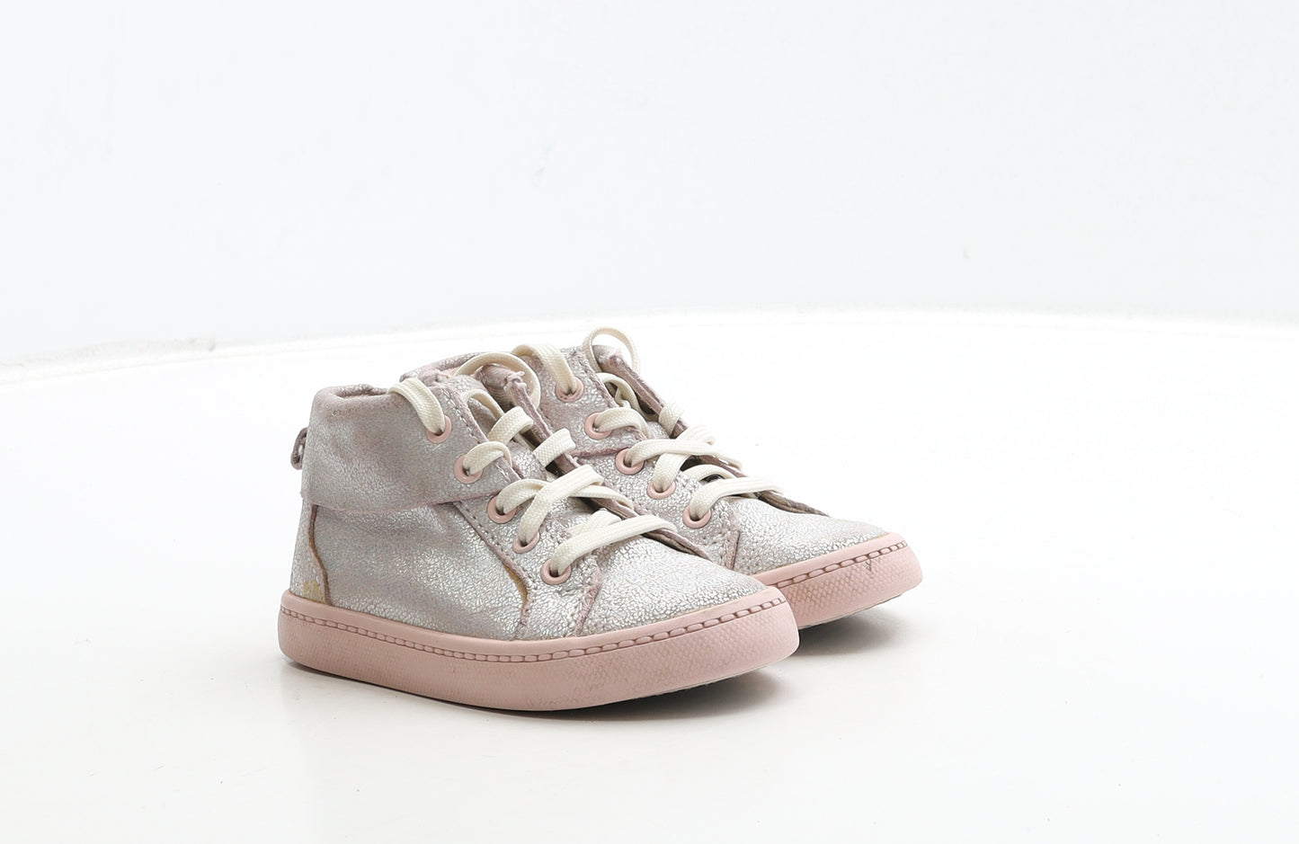 Clarks Girls Pink Leather Trainer UK 6 22 - Metallic