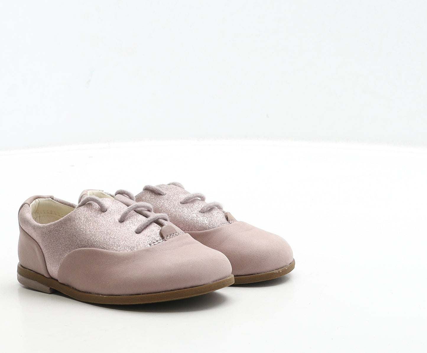 Clarks Girls Pink Leather Oxford Dress UK 6 22