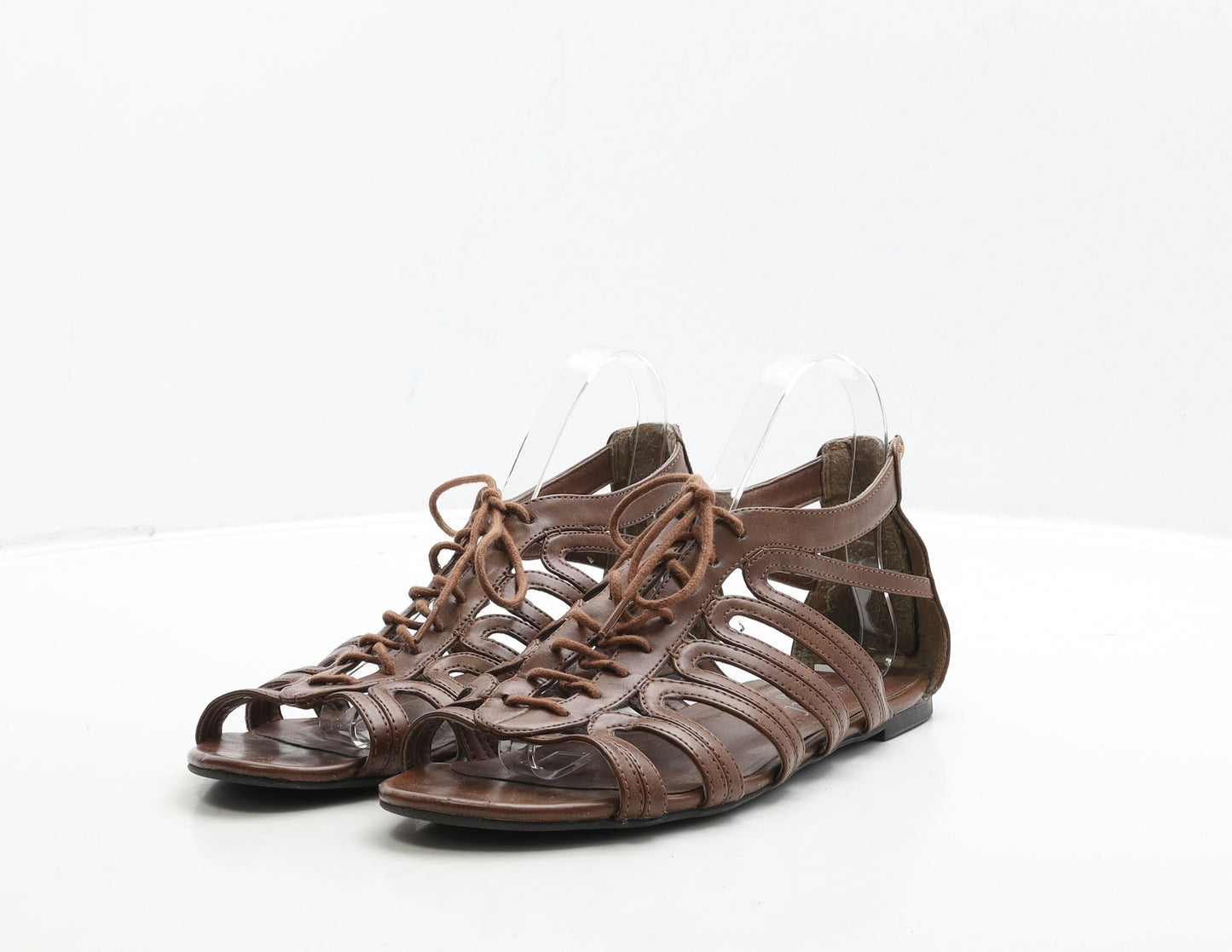 New Look Womens Brown Leather Gladiator Sandal UK 6 39