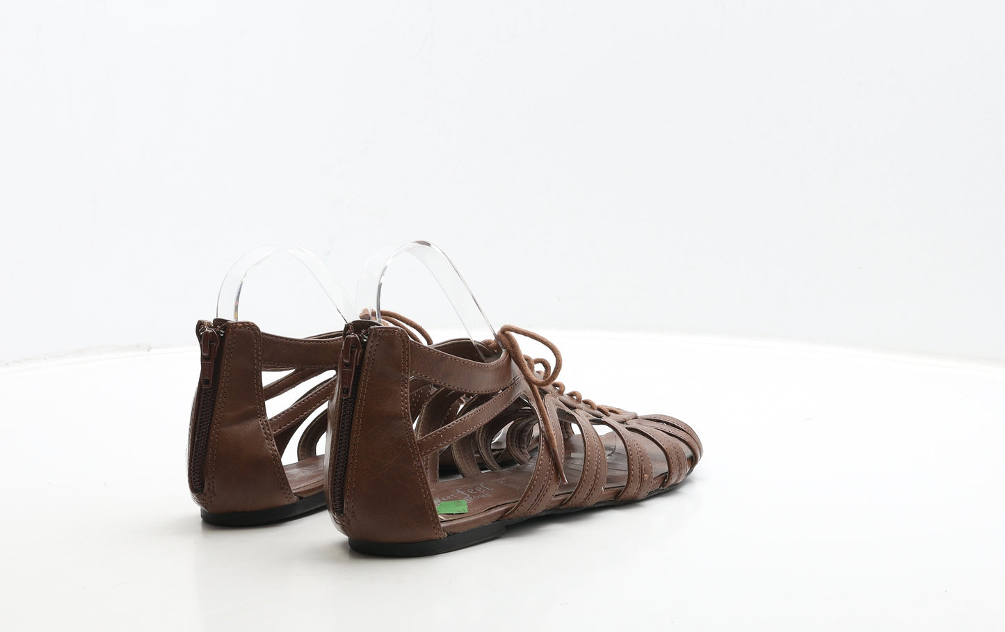 New Look Womens Brown Leather Gladiator Sandal UK 6 39