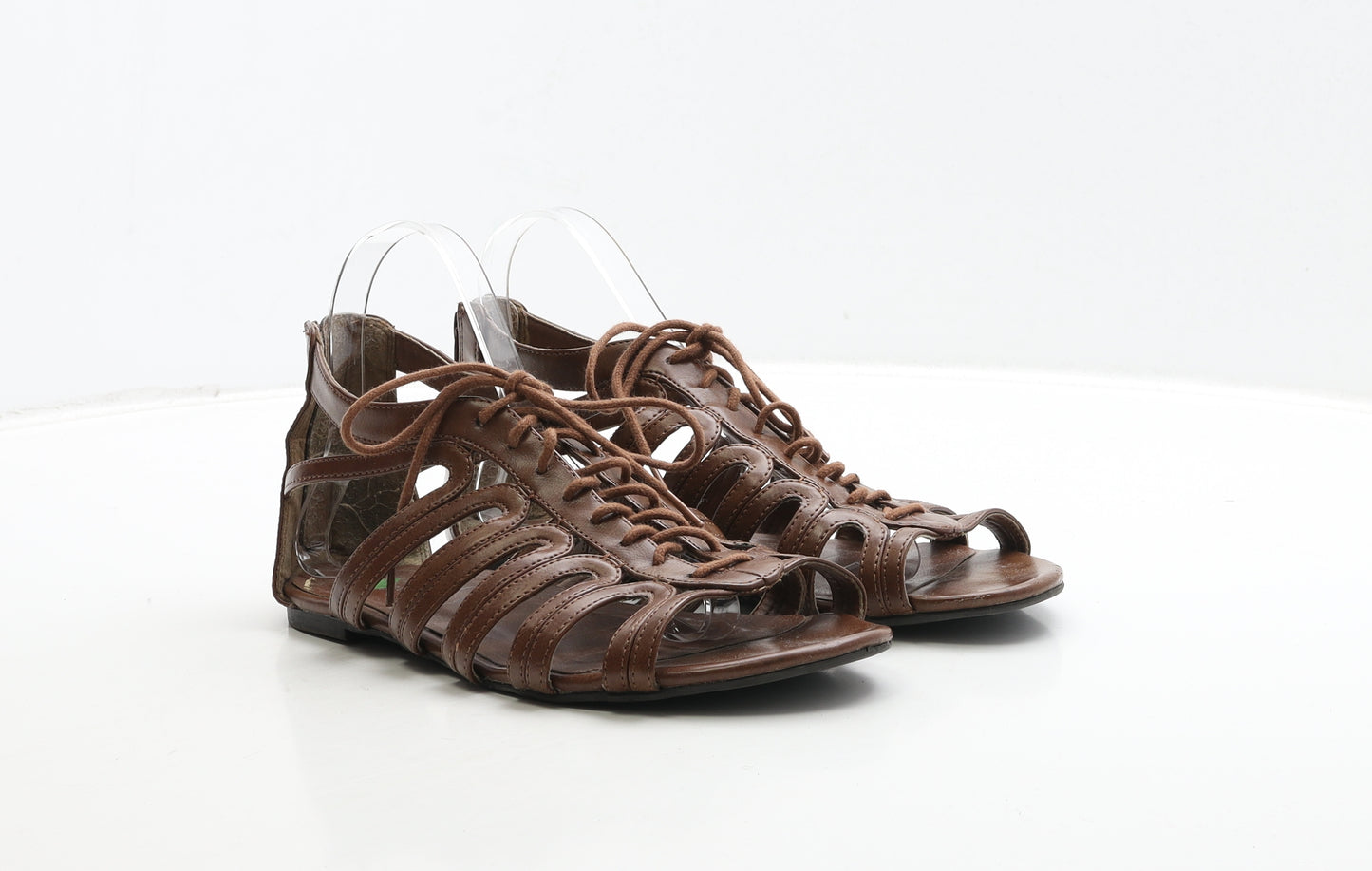 New Look Womens Brown Leather Gladiator Sandal UK 6 39