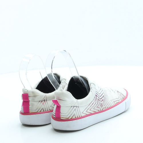 F&F Girls White Geometric Fabric Trainer UK 13 32 - Stars
