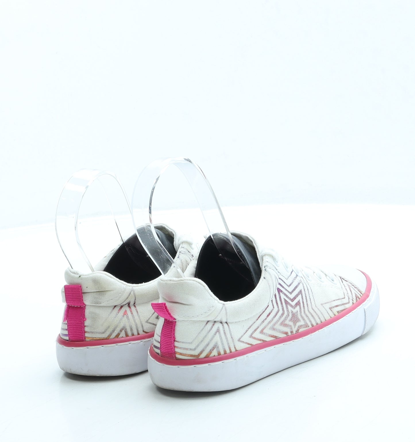 F&F Girls White Geometric Fabric Trainer UK 13 32 - Stars