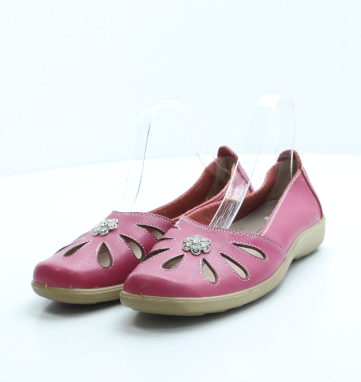 Cotton Traders Womens Pink Leather Slip On Flat UK 7
