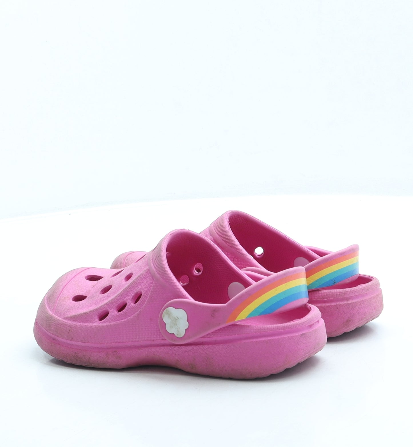 Preworn Girls Pink Rubber Clog Sandal UK 11 20 - Rainbow