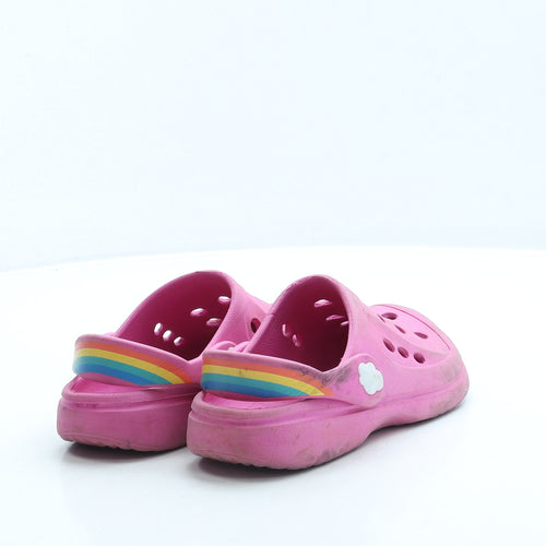 Preworn Girls Pink Rubber Clog Sandal UK 11 20 - Rainbow