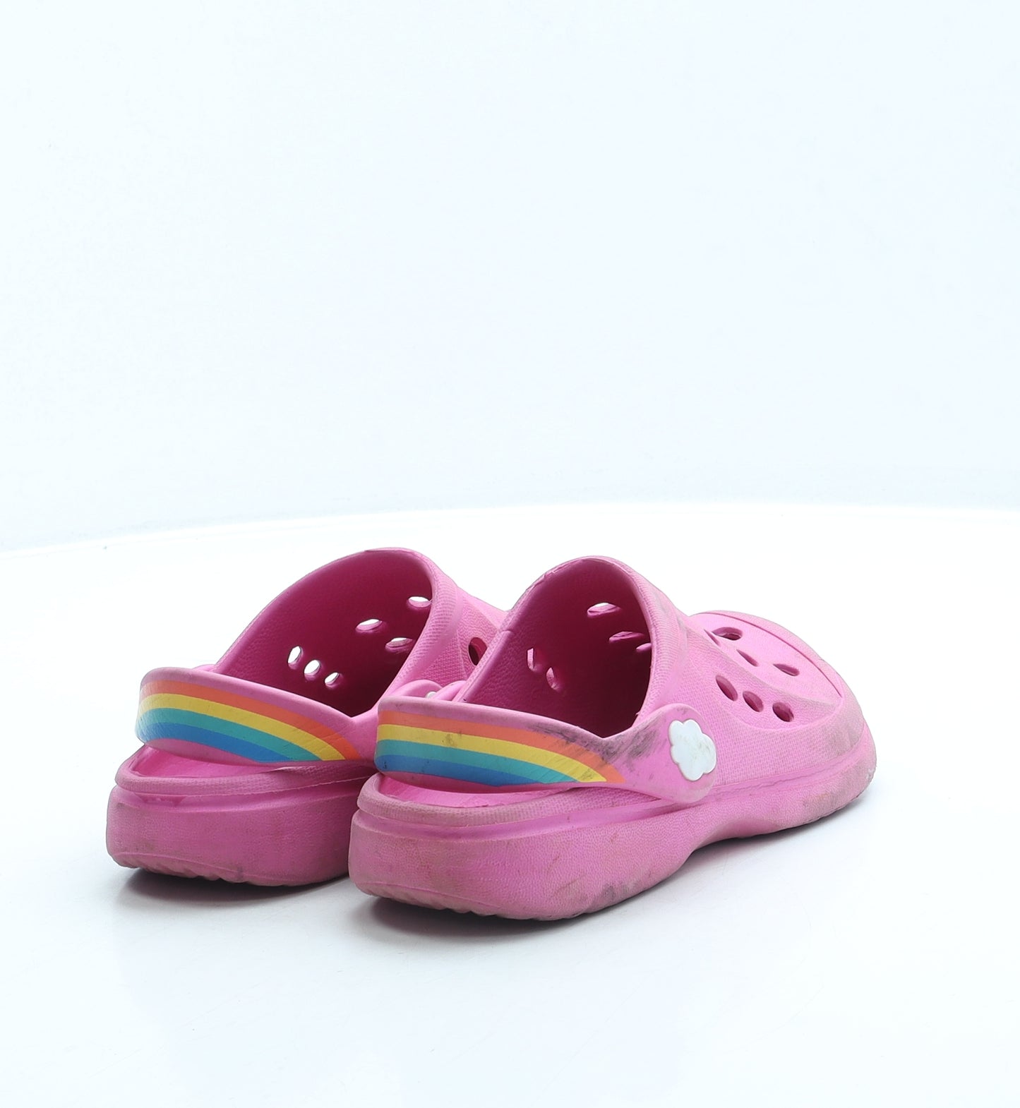 Preworn Girls Pink Rubber Clog Sandal UK 11 20 - Rainbow