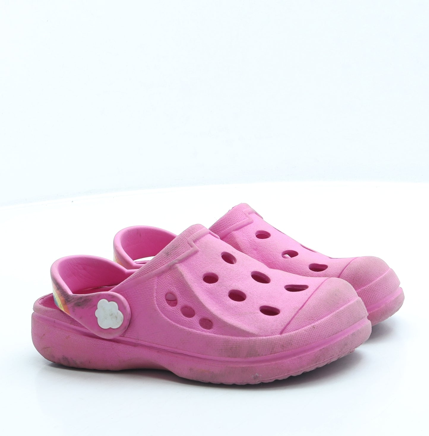 Preworn Girls Pink Rubber Clog Sandal UK 11 20 - Rainbow