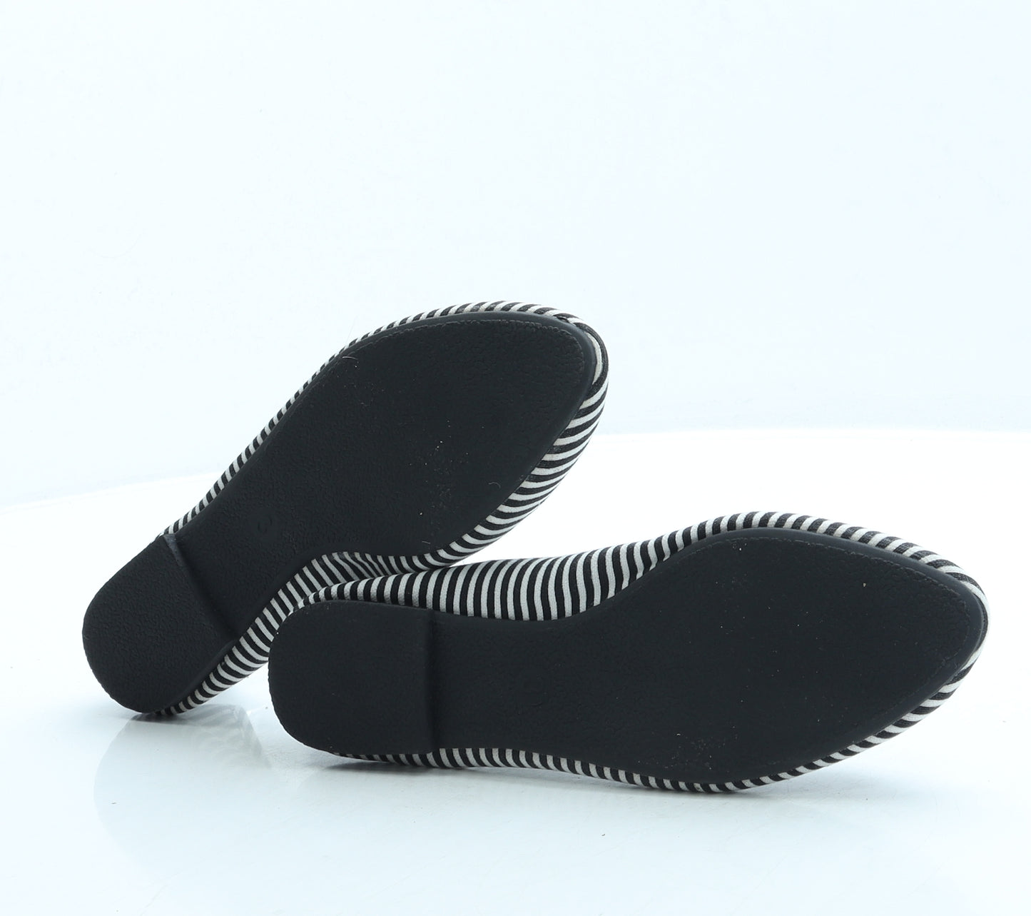 George Womens Black Striped Fabric Ballet Flat UK 3 36