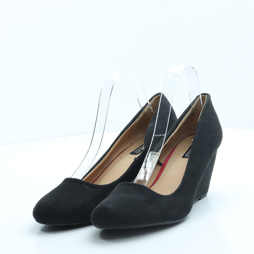 Primark Womens Black Suede Court Heel UK 6 39 - Wide Fit