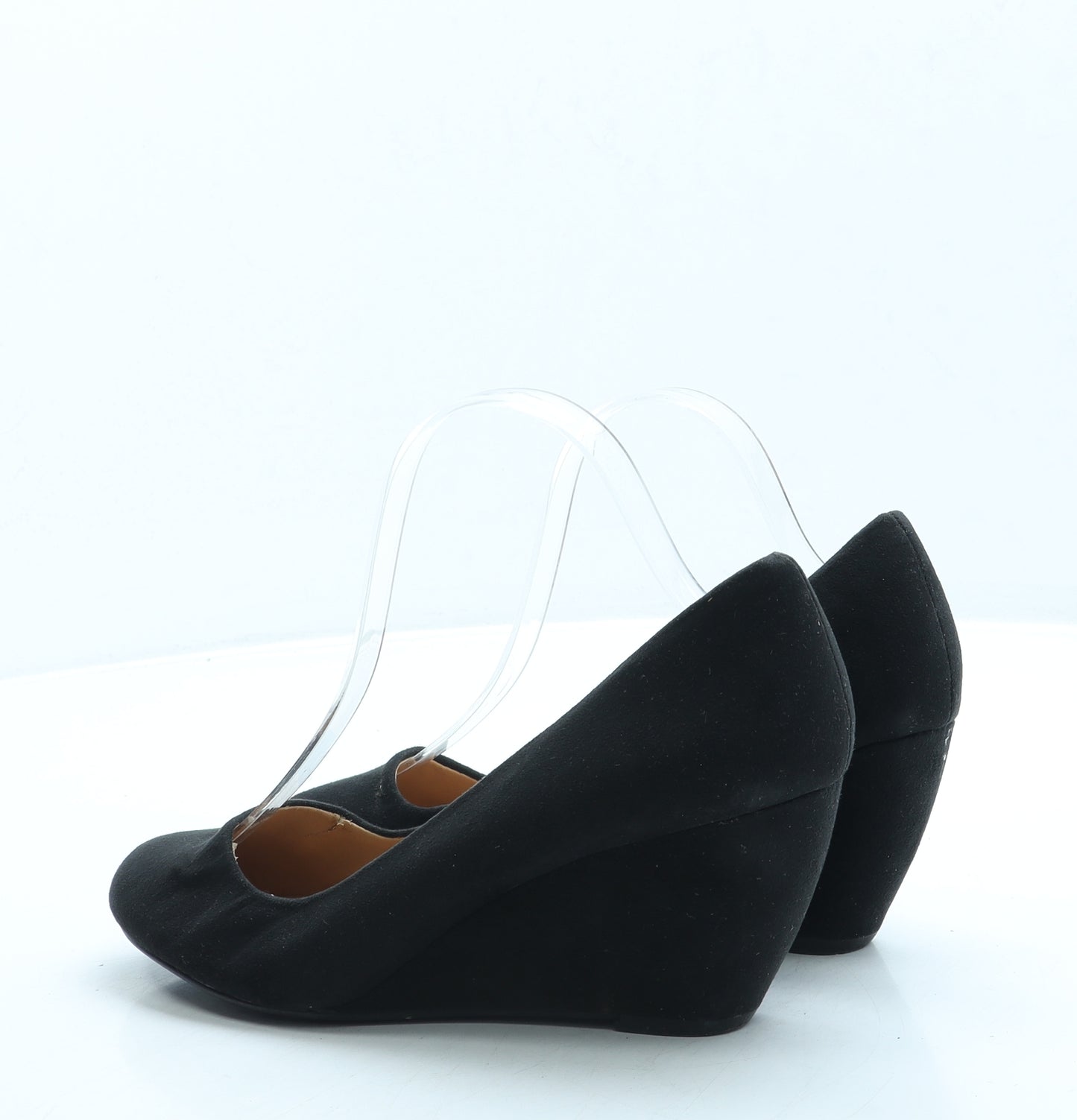 Primark Womens Black Suede Court Heel UK 6 39 - Wide Fit