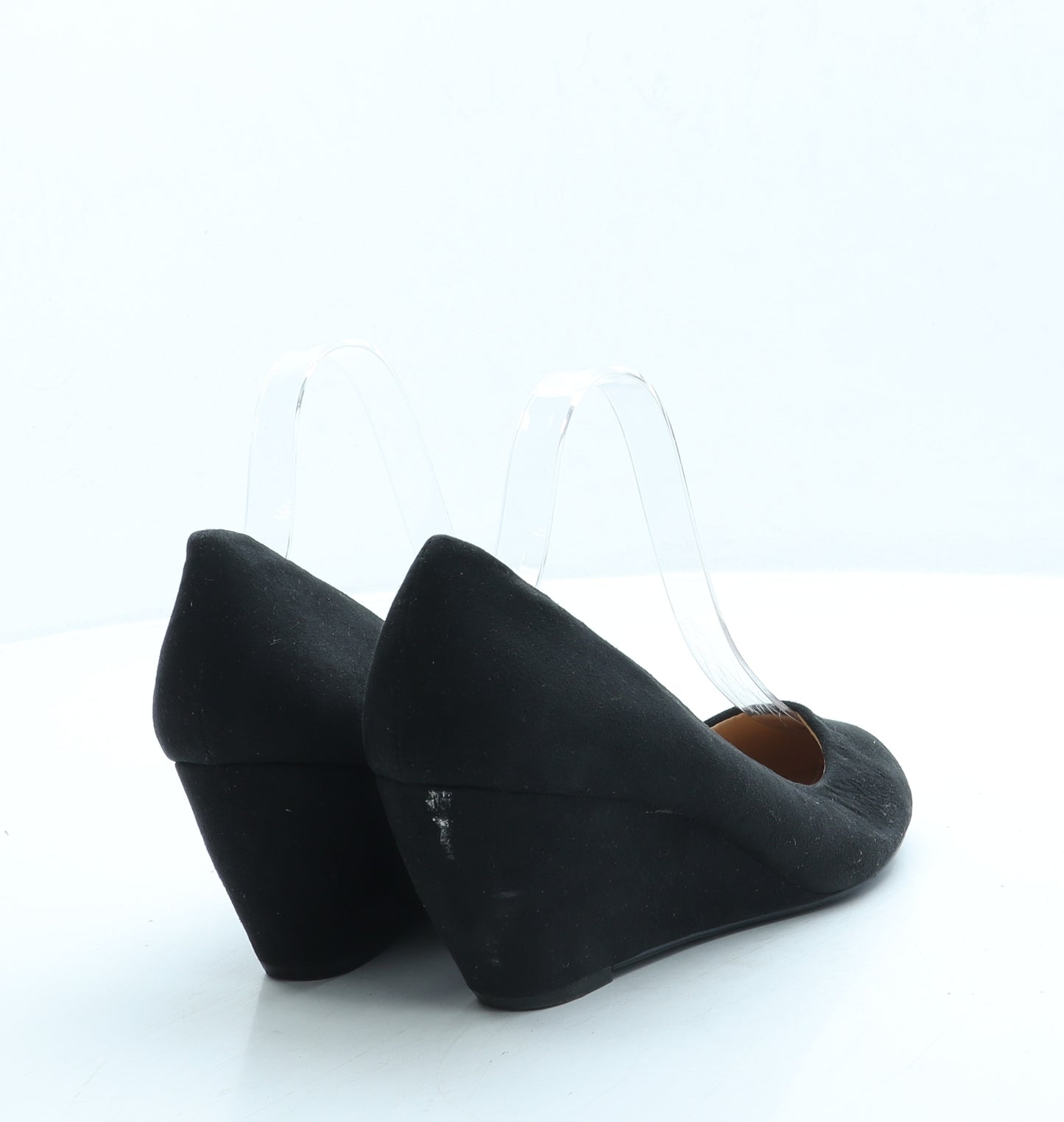 Primark Womens Black Suede Court Heel UK 6 39 - Wide Fit