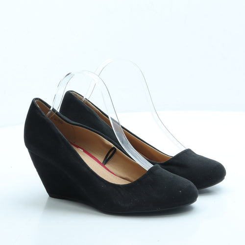 Primark Womens Black Suede Court Heel UK 6 39 - Wide Fit