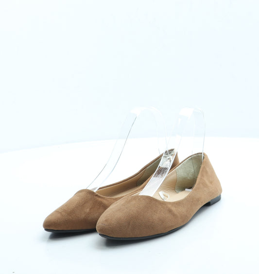 Pep&Co Womens Brown Suede Slip On Flat UK 4 37