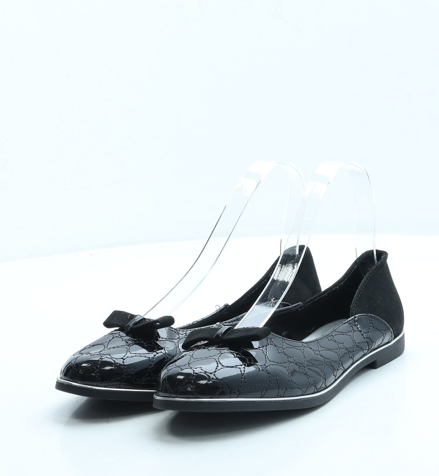 TU Girls Black Geometric Leather Ballet Flat UK 3 - School