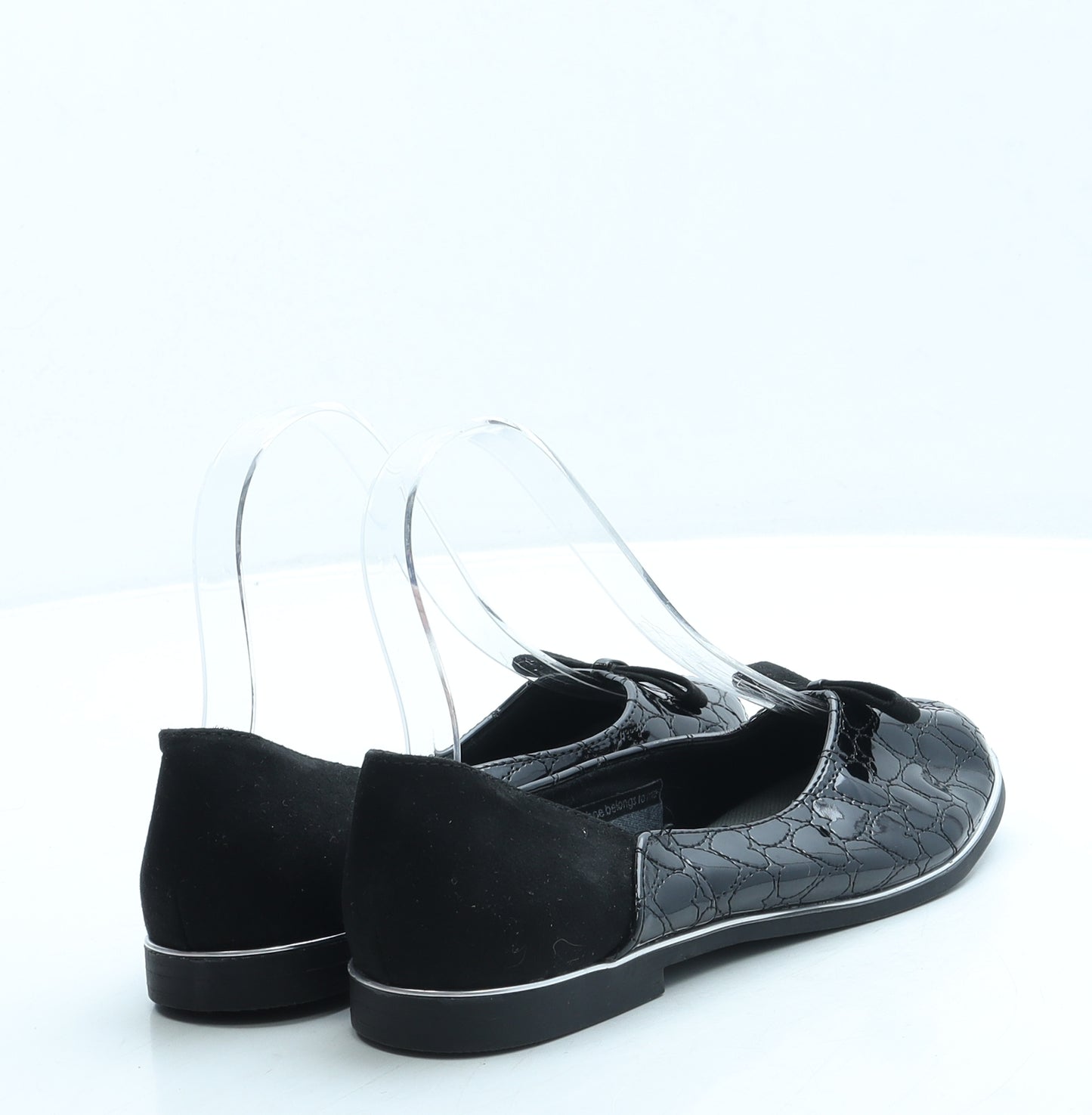 TU Girls Black Geometric Leather Ballet Flat UK 3 - School