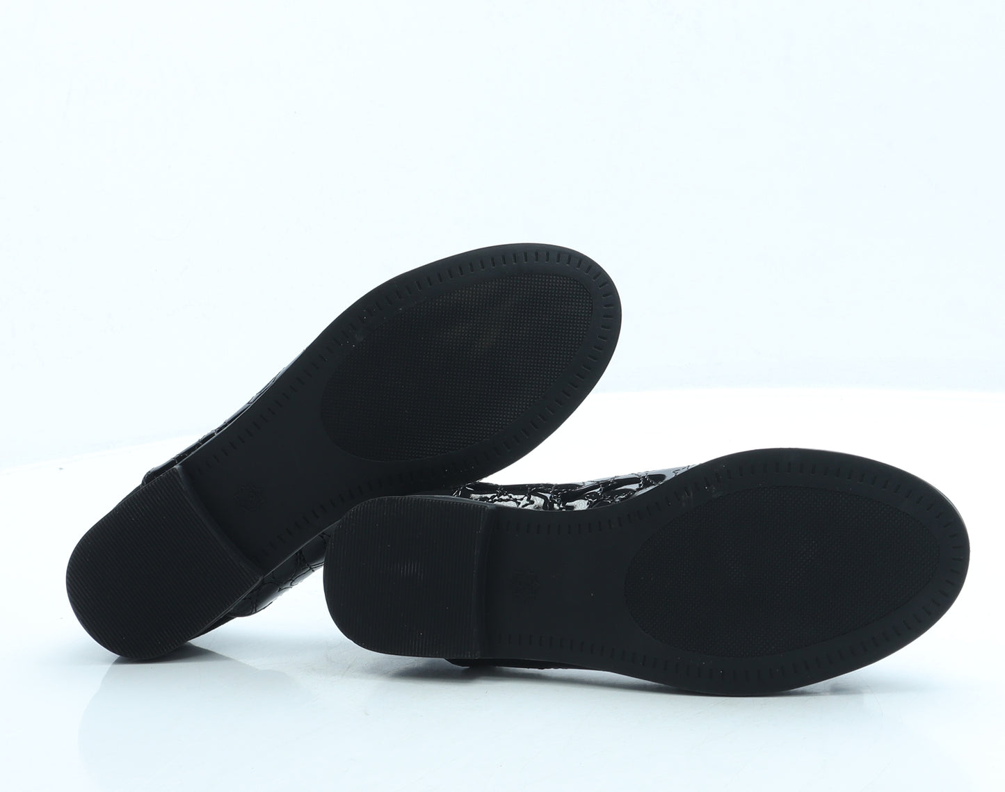 TU Girls Black Geometric Leather Ballet Flat UK 3 - School