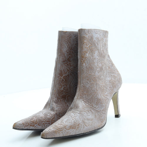 Preworn Womens Pink Floral Leather Bootie Boot UK 7 40