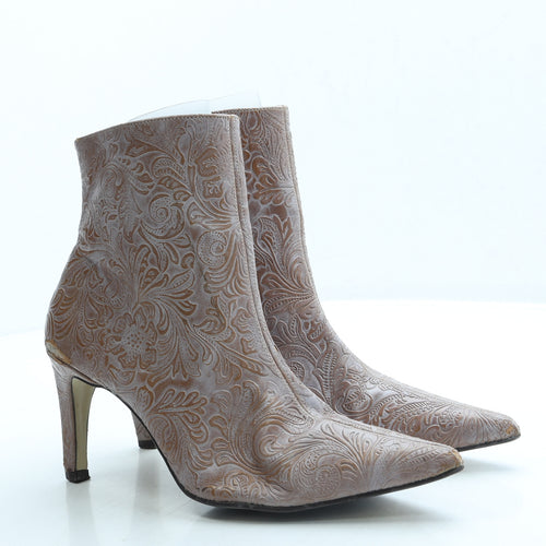 Preworn Womens Pink Floral Leather Bootie Boot UK 7 40