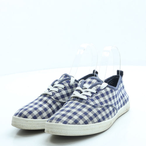F&F Womens Blue Gingham Polyester Trainer UK 4 37