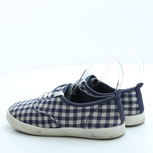 F&F Womens Blue Gingham Polyester Trainer UK 4 37