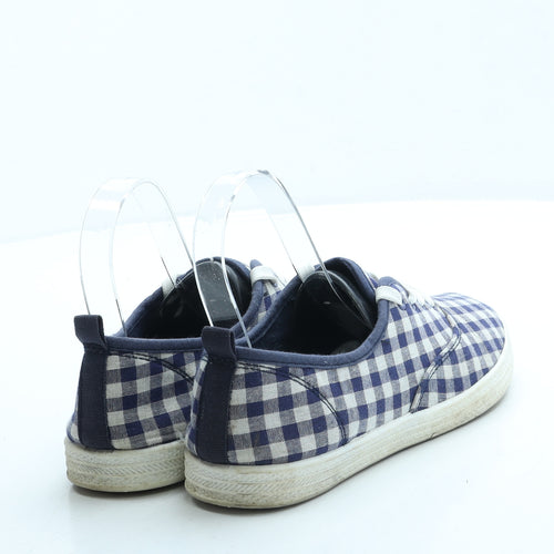 F&F Womens Blue Gingham Polyester Trainer UK 4 37