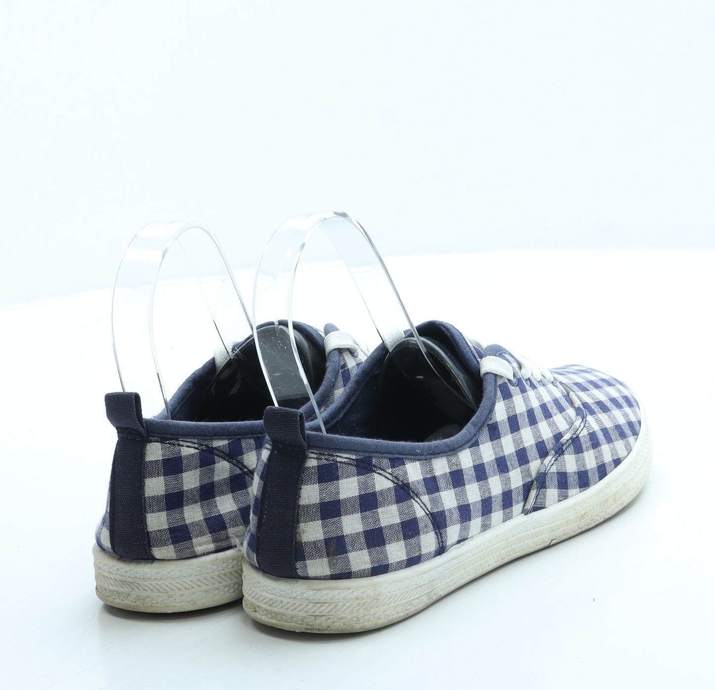 F&F Womens Blue Gingham Polyester Trainer UK 4 37