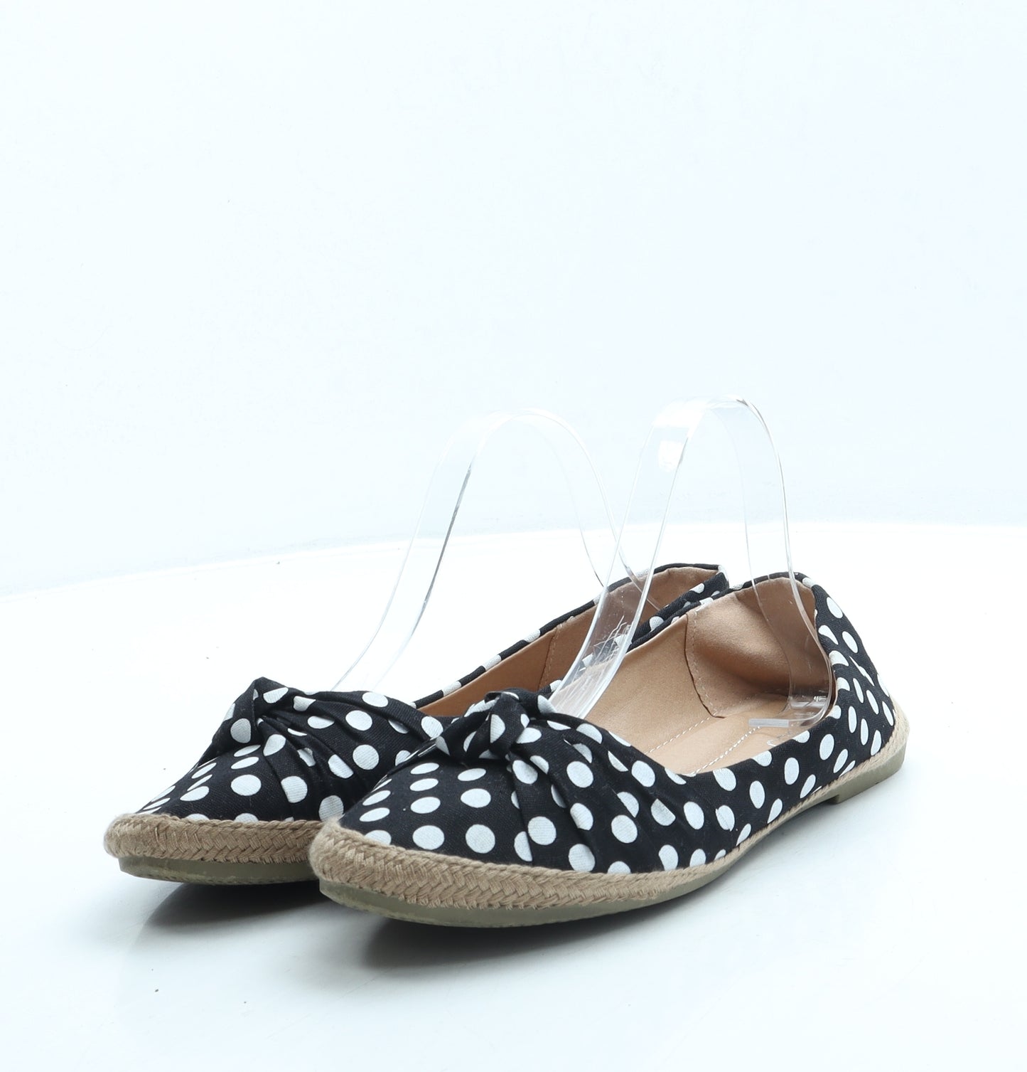 M&Co Womens Black Polka Dot Fabric Ballet Flat UK 8