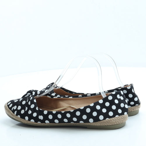 M&Co Womens Black Polka Dot Fabric Ballet Flat UK 8