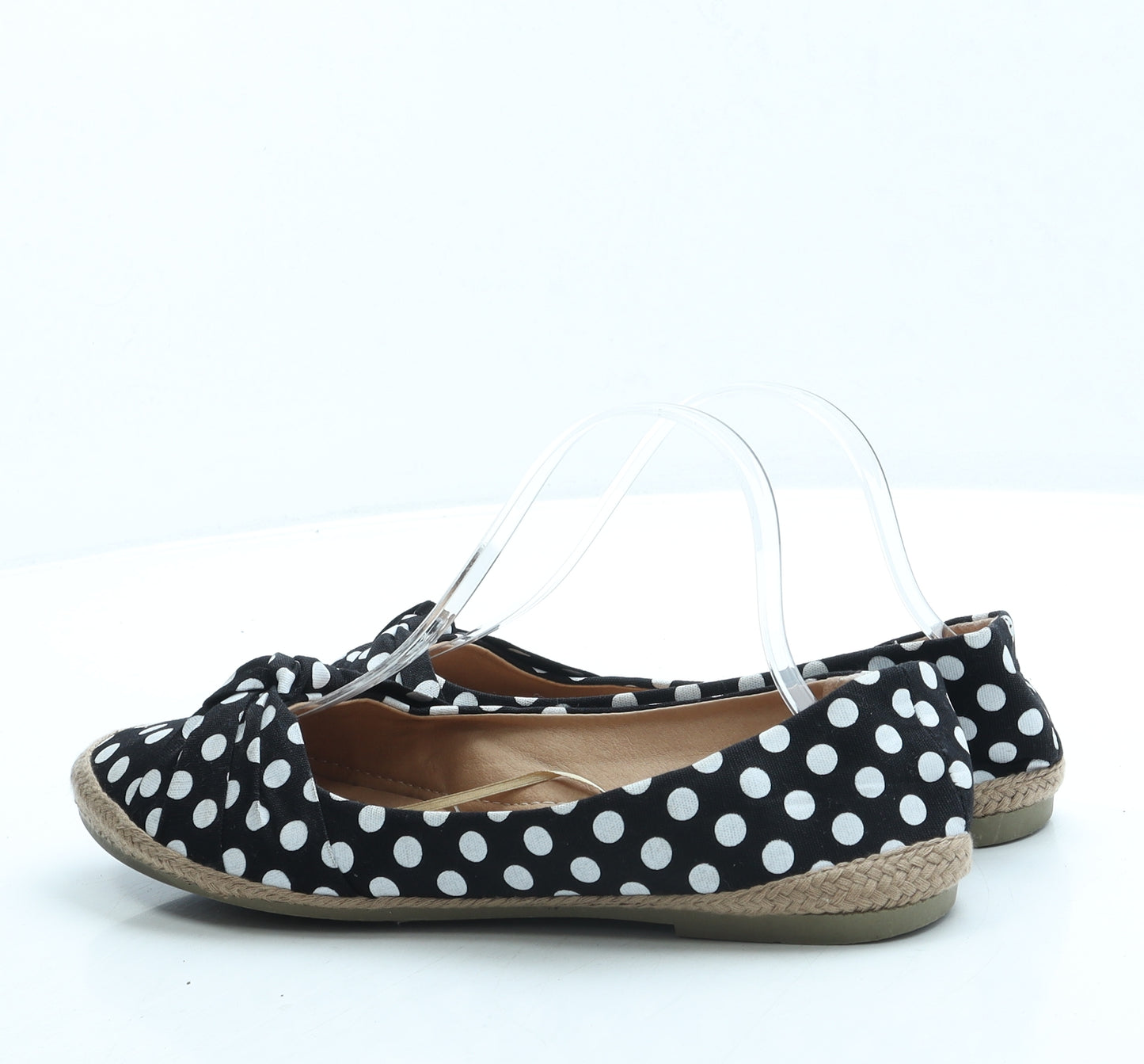 M&Co Womens Black Polka Dot Fabric Ballet Flat UK 8