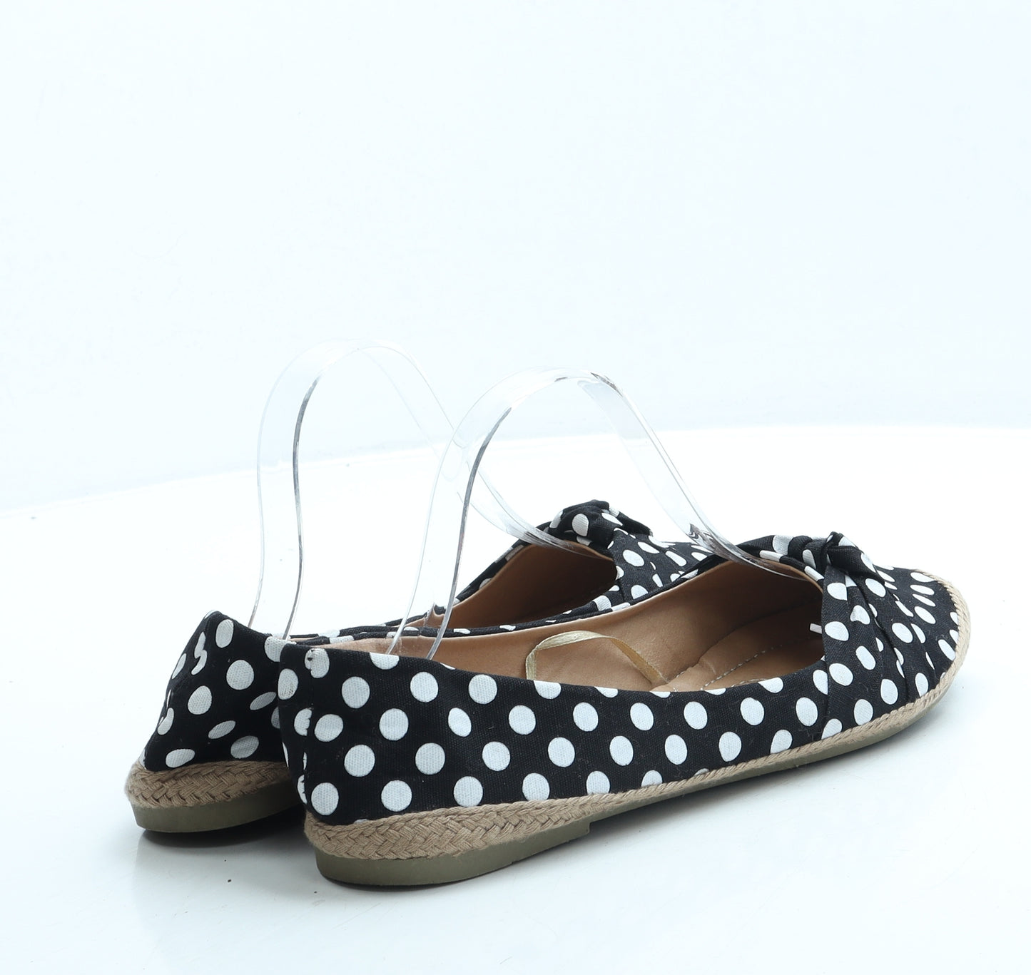 M&Co Womens Black Polka Dot Fabric Ballet Flat UK 8