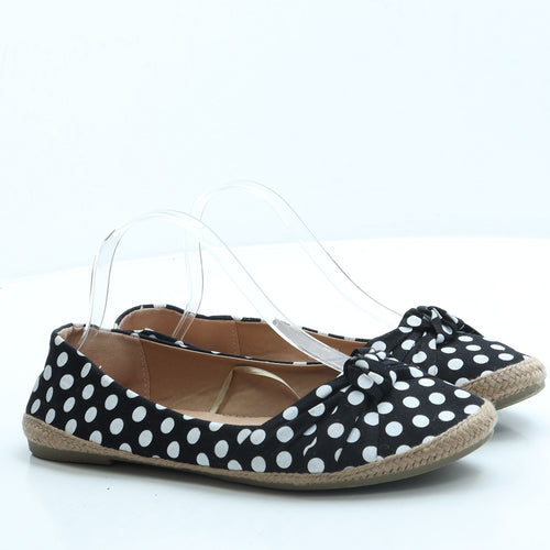 M&Co Womens Black Polka Dot Fabric Ballet Flat UK 8
