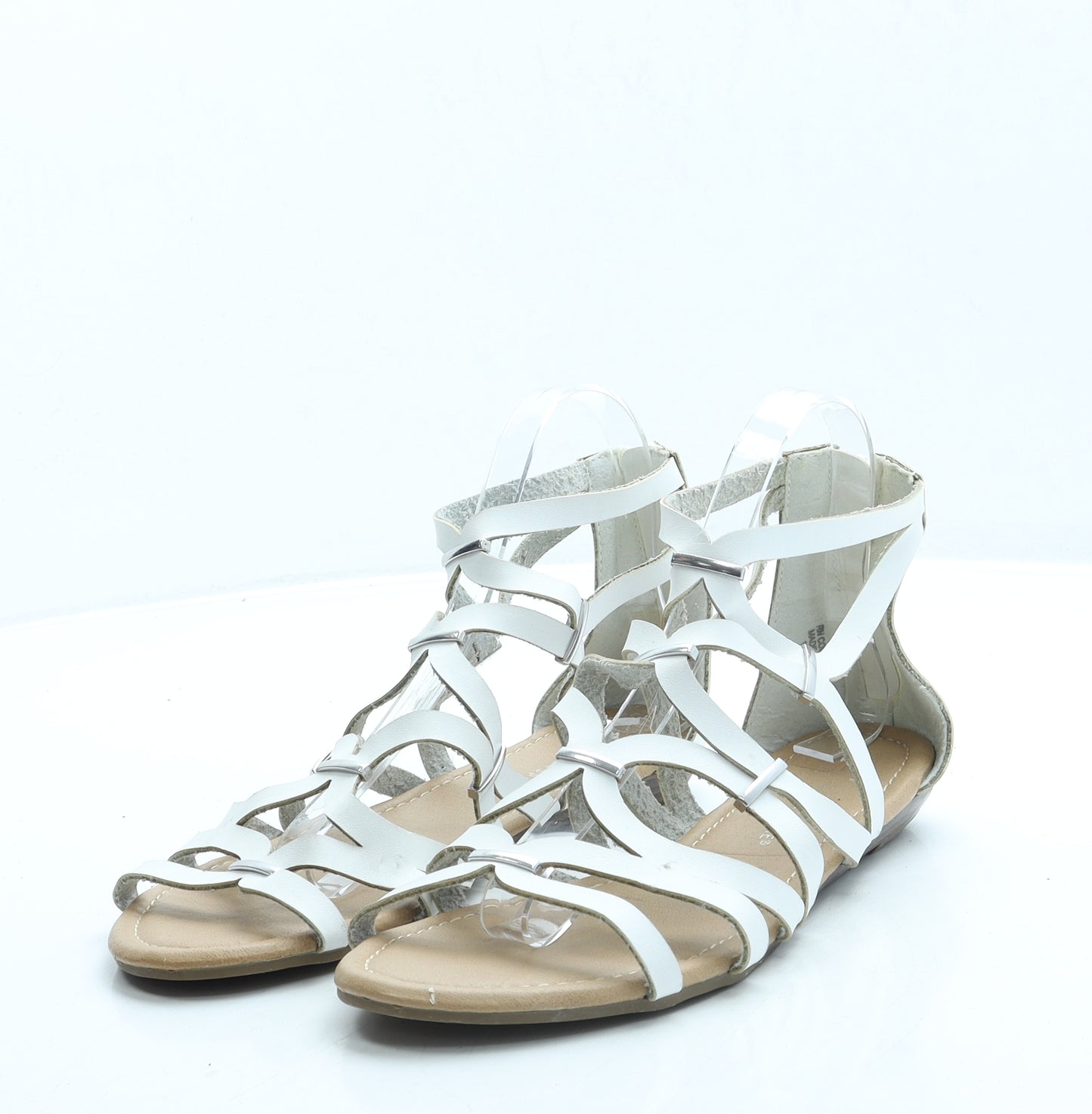 Atmosphere Womens White Leather Gladiator Sandal UK 6 39 US 8